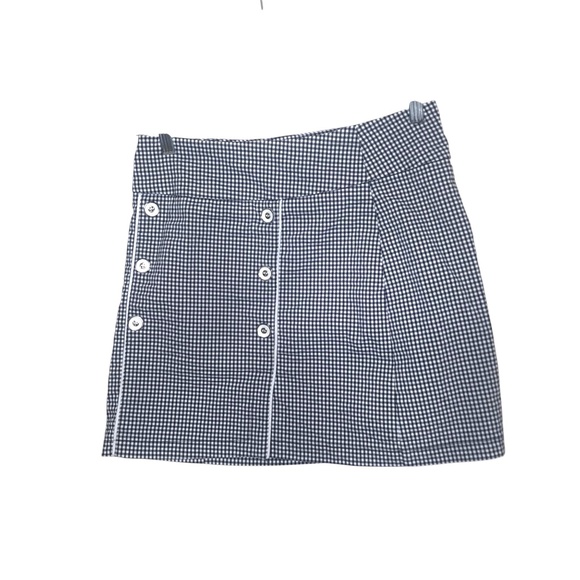 Women’s Black White Stretchy Skort Size M Button Front Checkered Preppy Retro - Picture 1 of 13